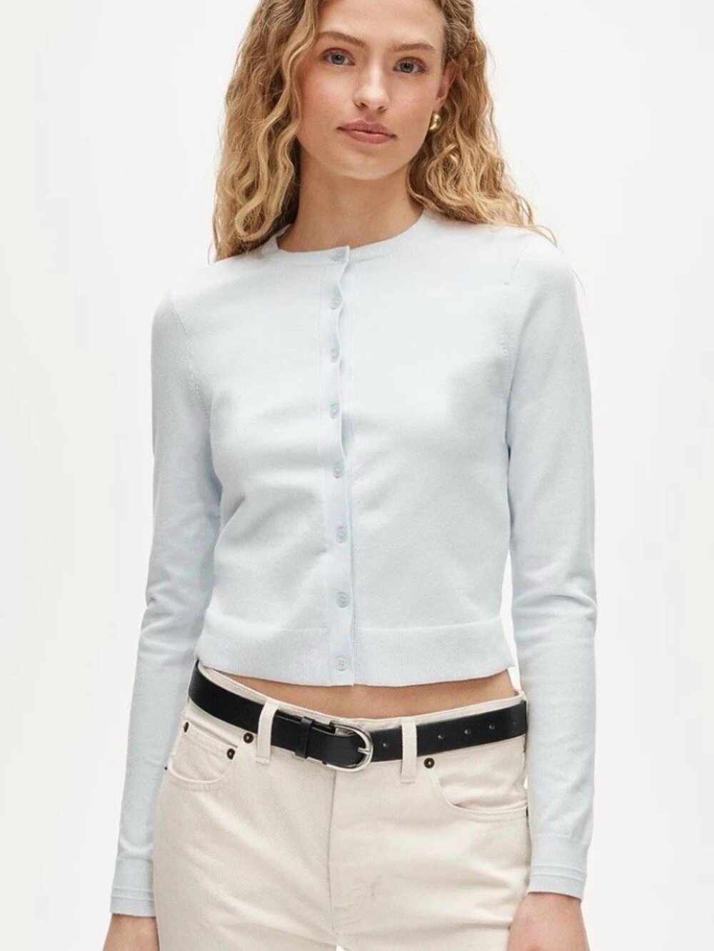 J. Crew Light Blue Egyptian Cotton Crewneck Cardigan XS NWT